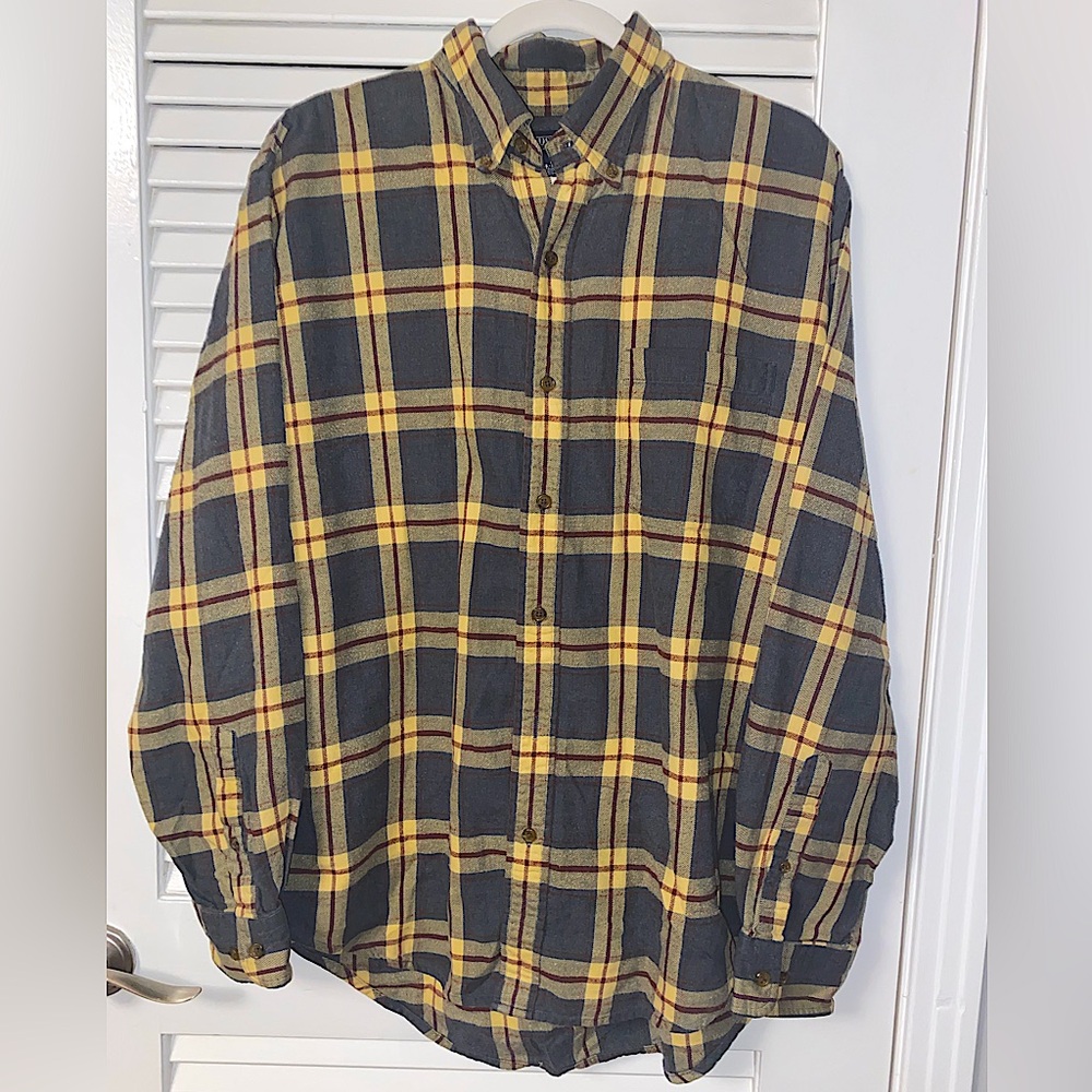 Lands End Long Sleeve Flannel/Plaid Button Down Shirt Cotton Men’s L(16-16.5)Reg
